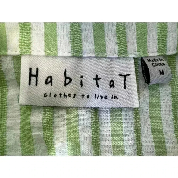 Habitat Clothes to Live In Green Striped Tunic Top Medium Shirt Women NEW 6 - Picture 2 of 3